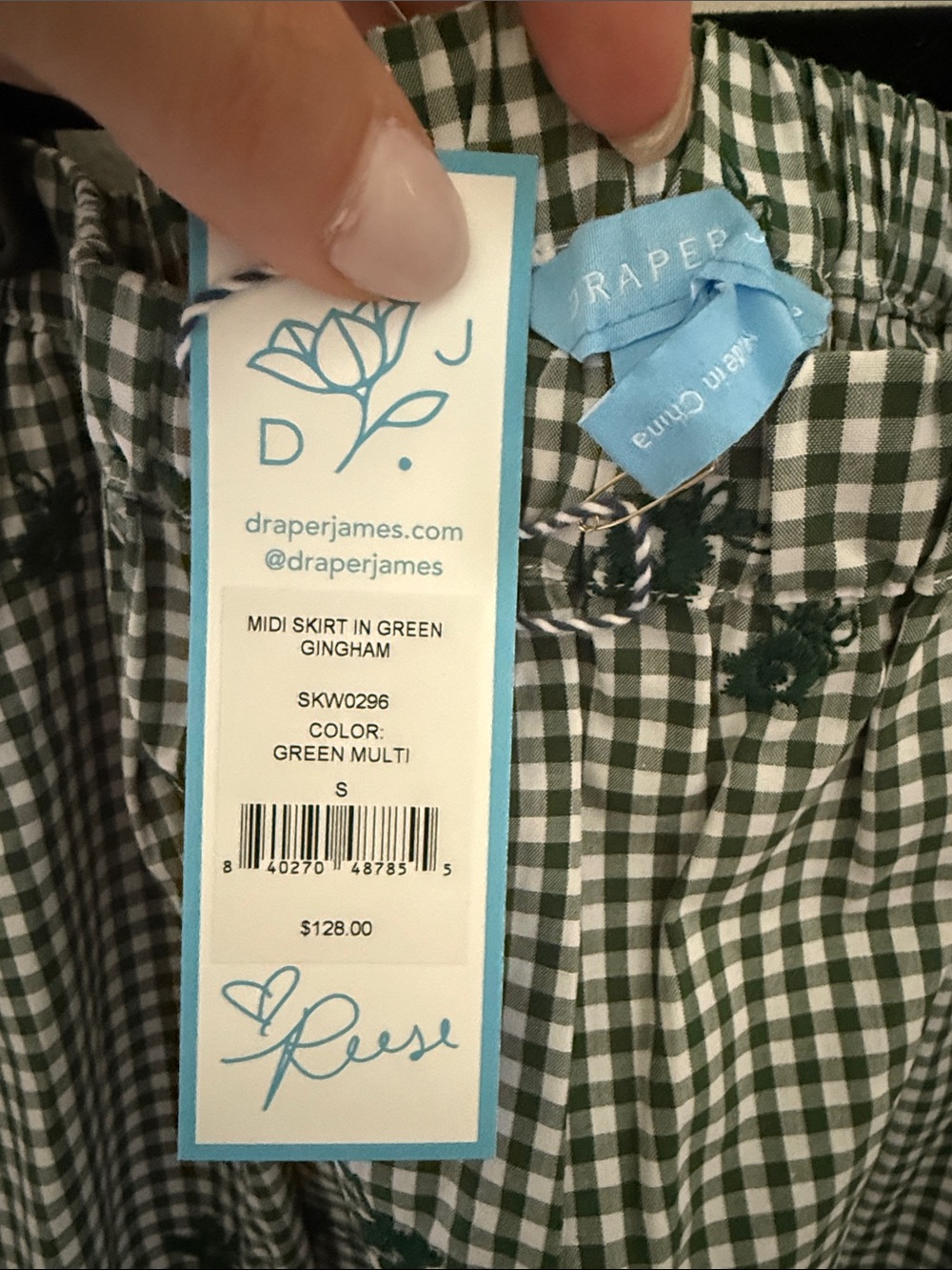 NWT Draper James Green Gingham Maxi Skirt and Top - Picture 4 of 10